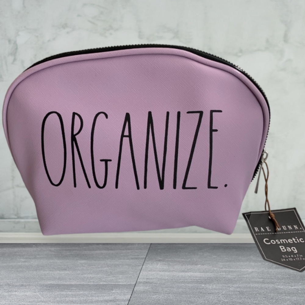 NWT Rae Dunn purple cosmetics makeup storage bag ORGANIZE